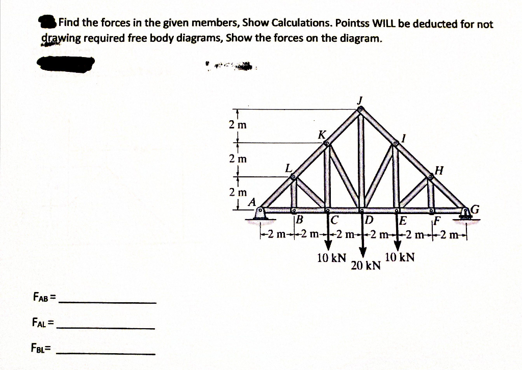Solved Find the forces in the given members, Show | Chegg.com