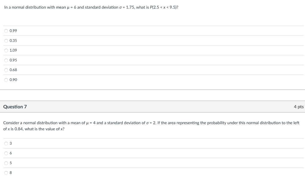 Solved In a normal distribution with mean u = 6 and standard | Chegg.com