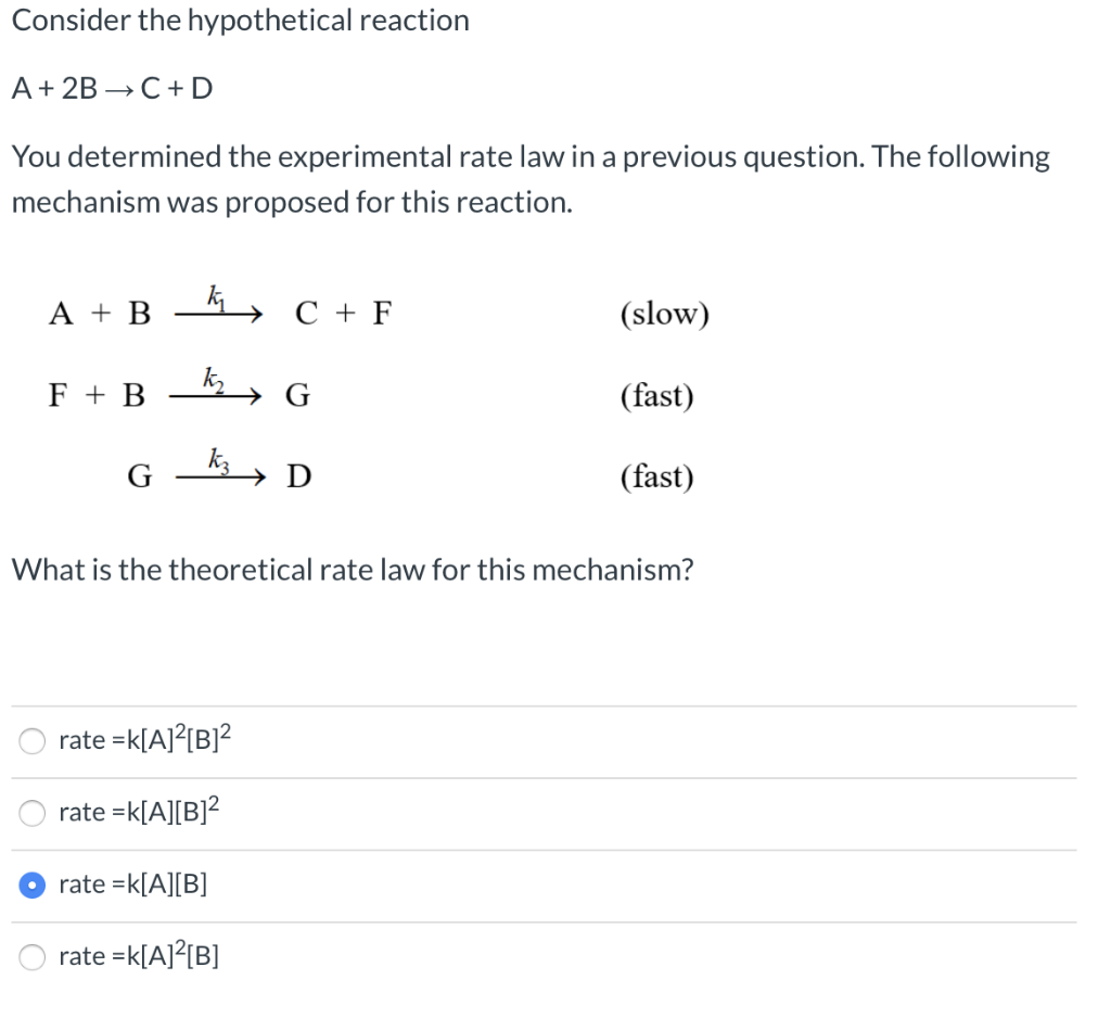 Solved Consider The Hypothetical Reaction A + 2B →C+D You | Chegg.com