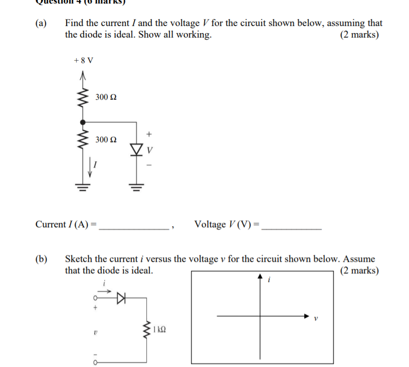 Solved (a) Find the current I and the voltage V for the | Chegg.com