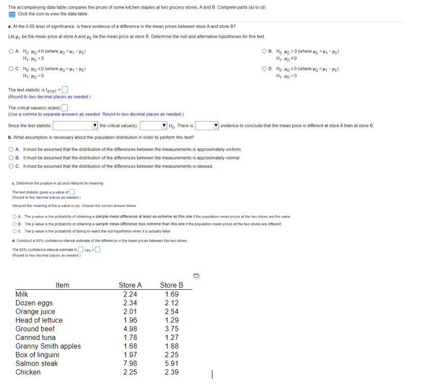 Solved The Accompanying Data Table Compares The Prices Of Chegg