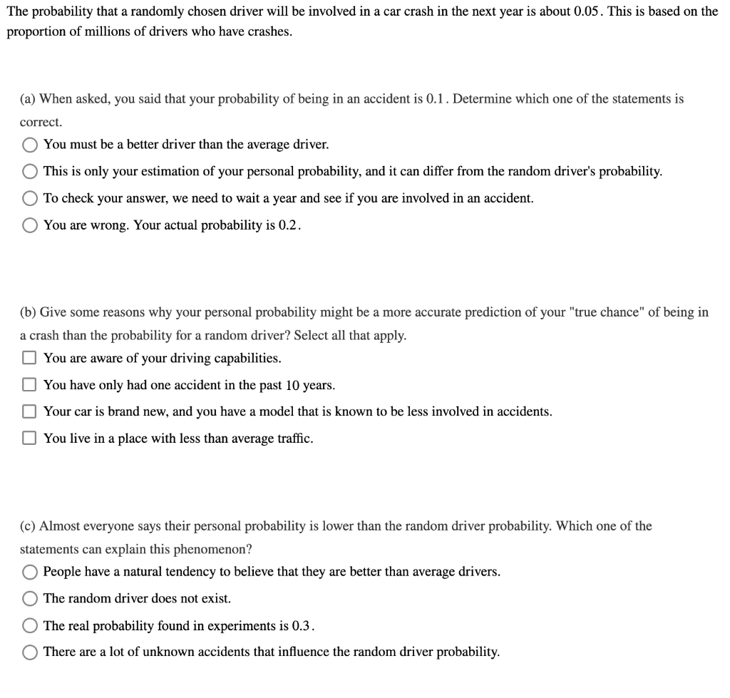 Solved The probability that a randomly chosen driver will be | Chegg.com