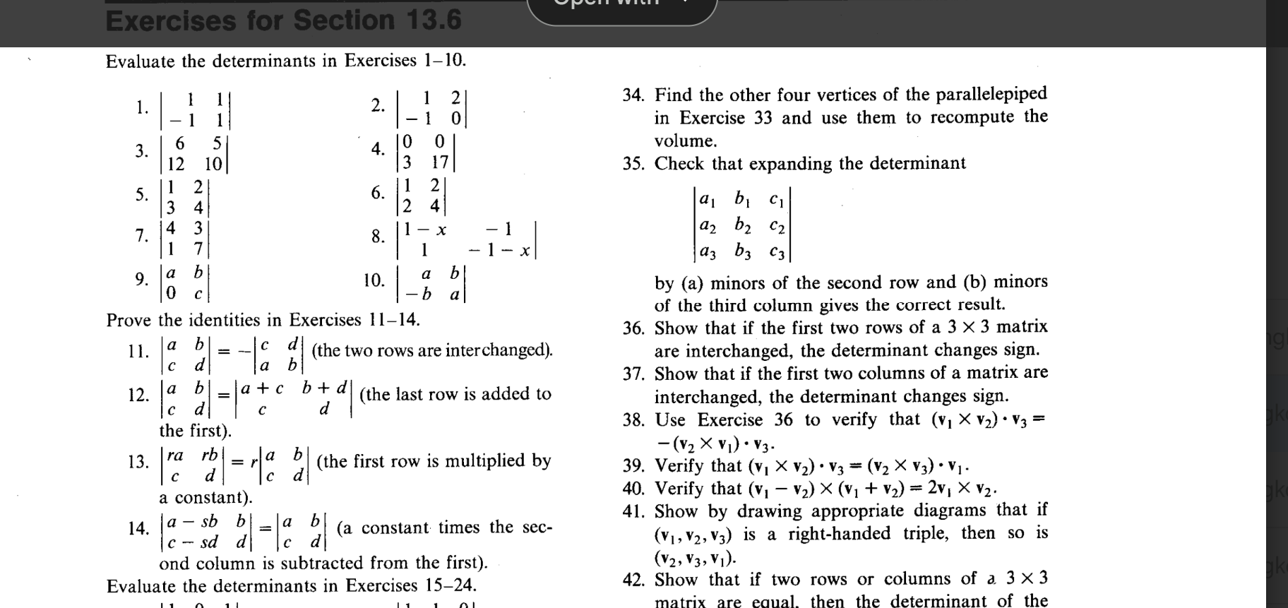 Solved Evaluate The Determinants In Exercises 1−10. | Chegg.com