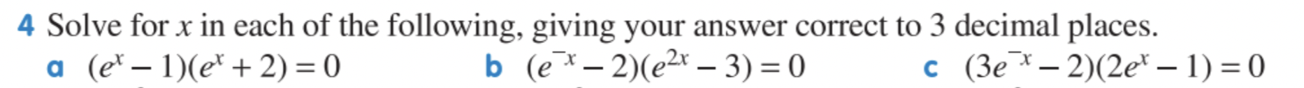 Solved 4 Solve for x in each of the following, giving your | Chegg.com