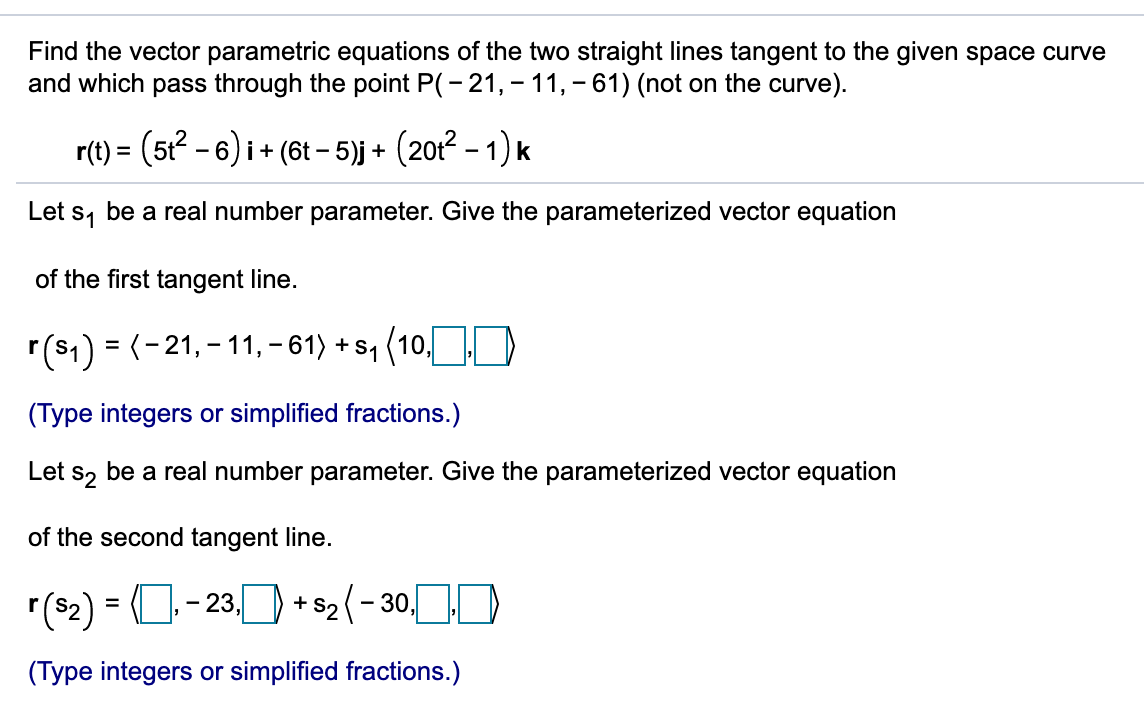 Solved Find the vector parametric equations of the two | Chegg.com