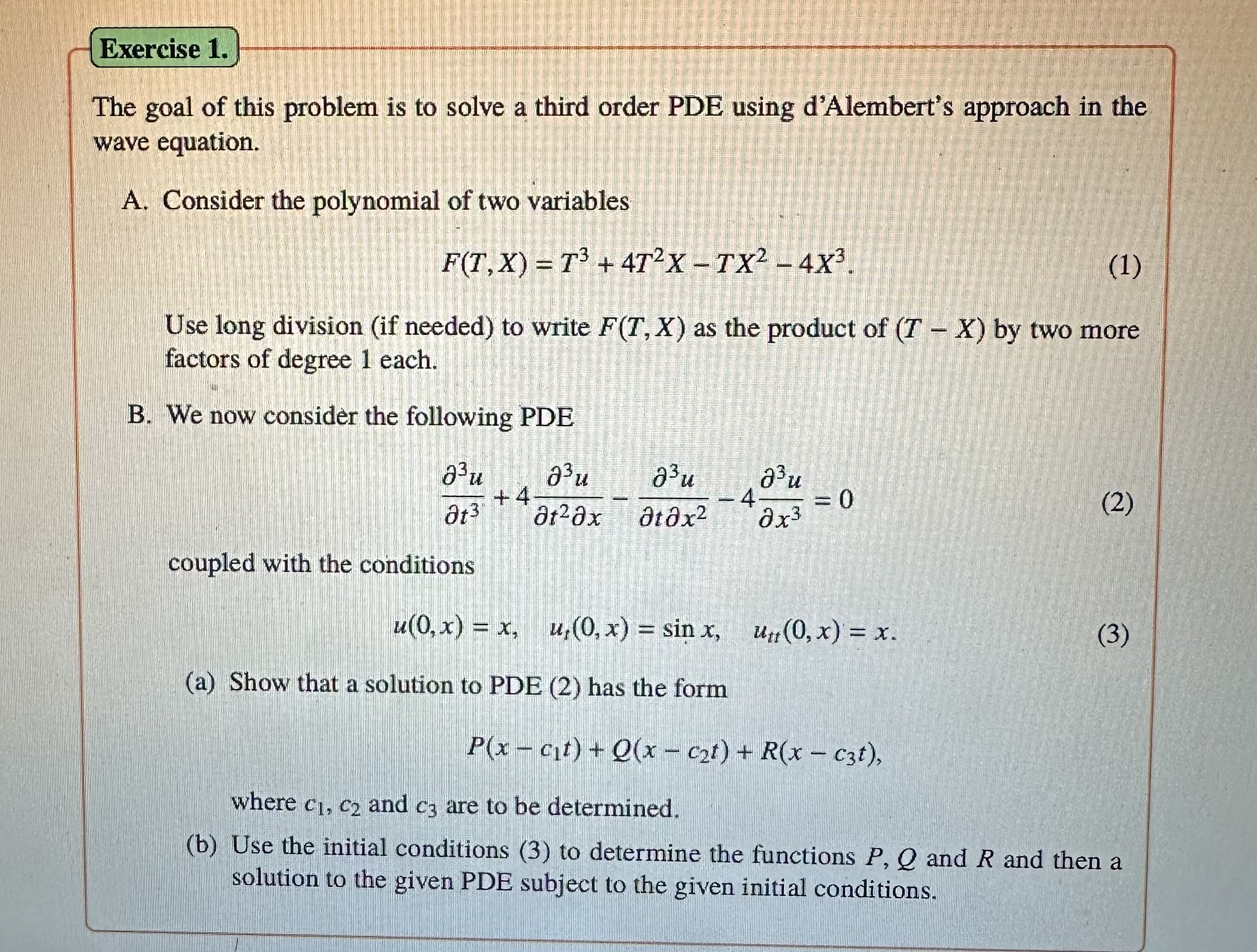 Solved The goal of this problem is to solve a third order | Chegg.com
