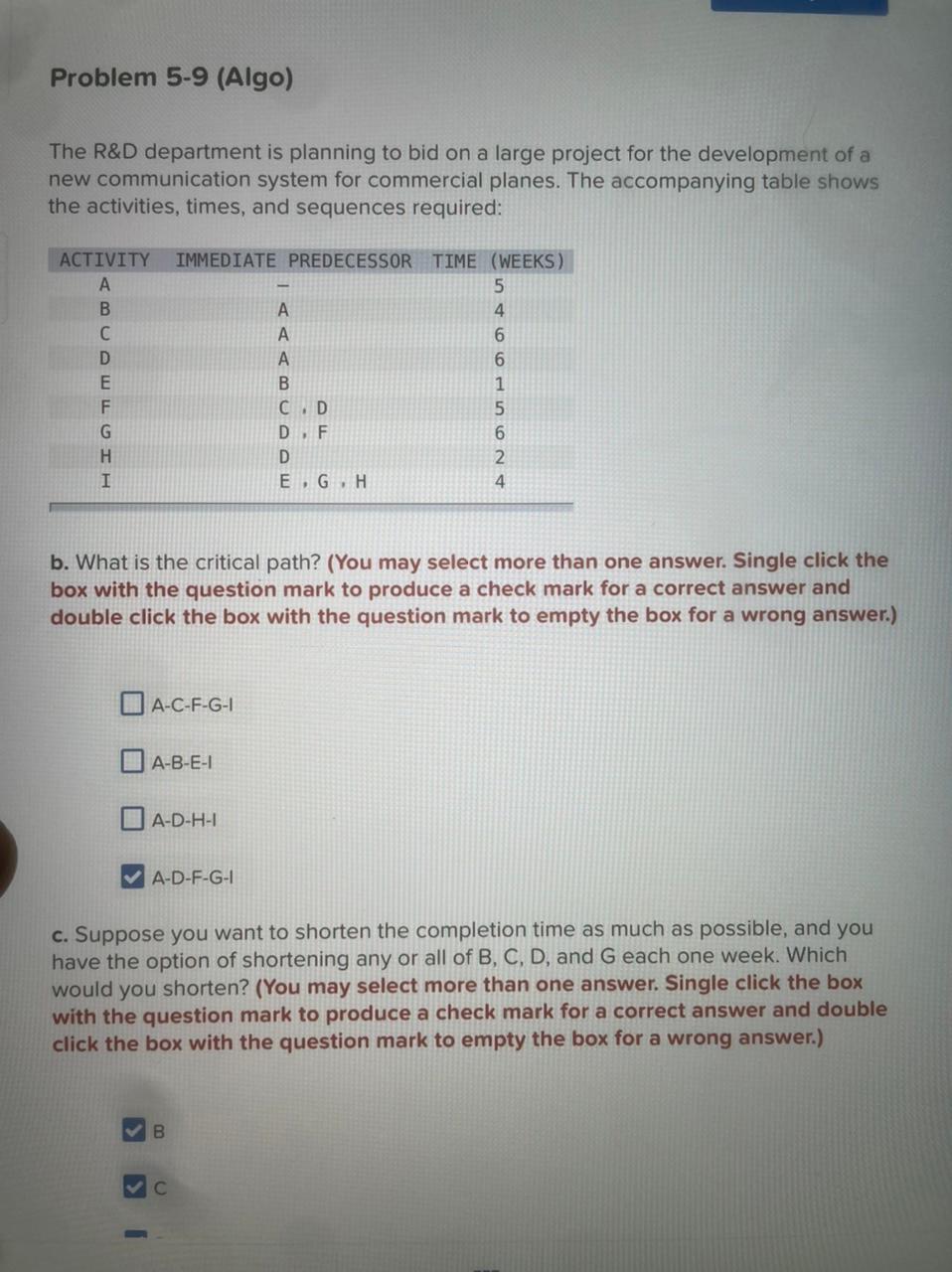 Solved Problem 5-9 (Algo) The R&D department is planning to | Chegg.com