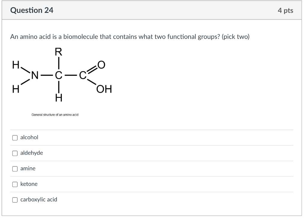 Solved An amino acid is a biomolecule that contains what two