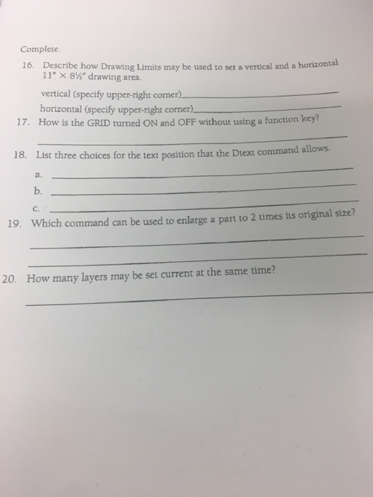 Solved Complete. Describe how Drawing Limits may be used to