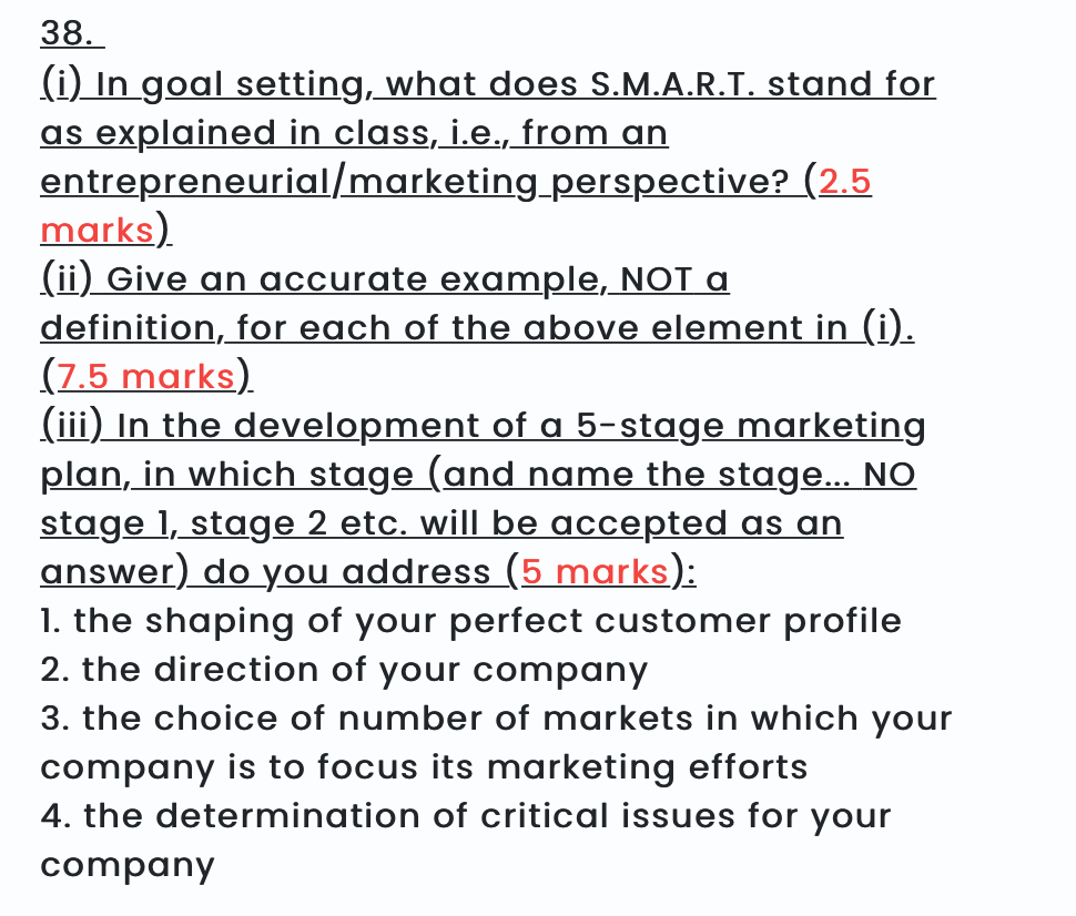 Solved (i) In goal setting, what does S.M.A.R.T. stand for
