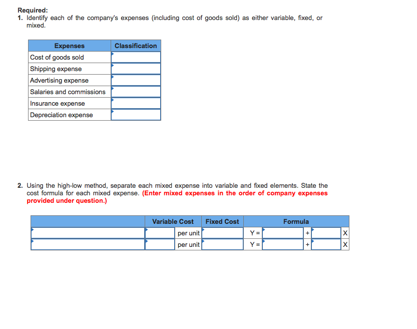 Use the HighLow Method to Separate Mixed Costs into Variable and Fixed