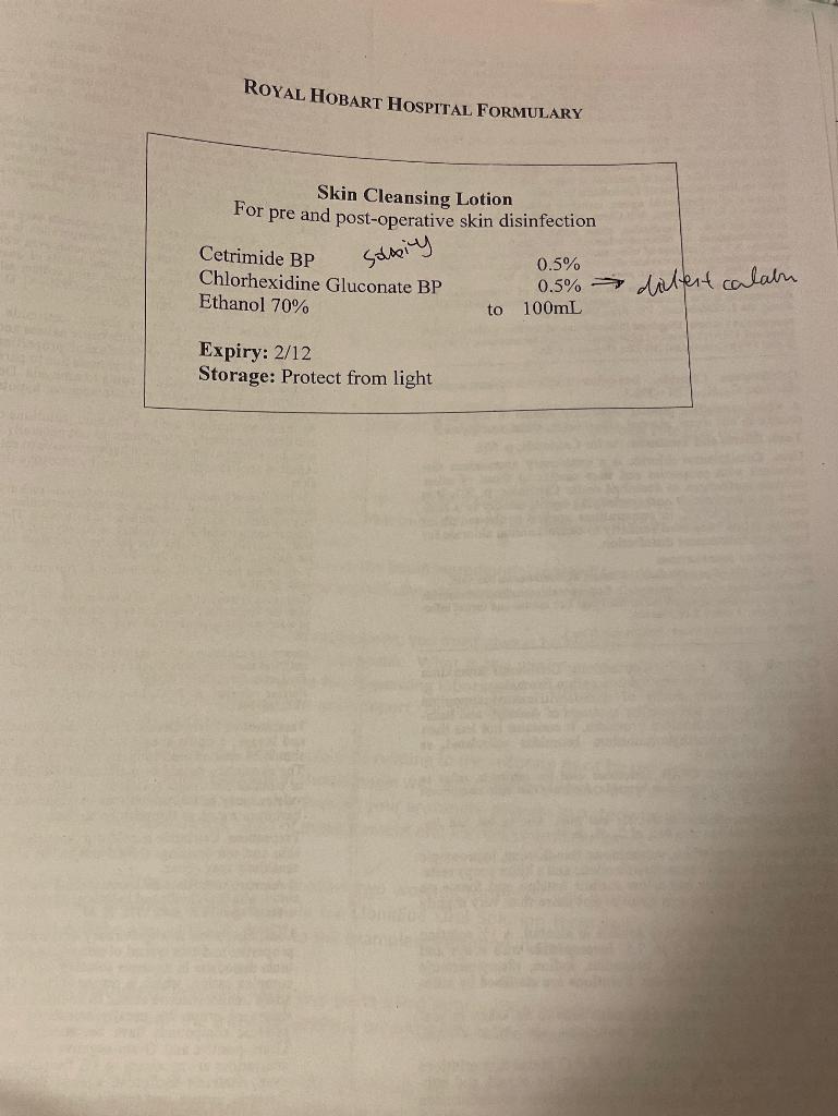 Solved e Р 5.2 د) Prepare 100 mL Skin Cleansing Lotion bal