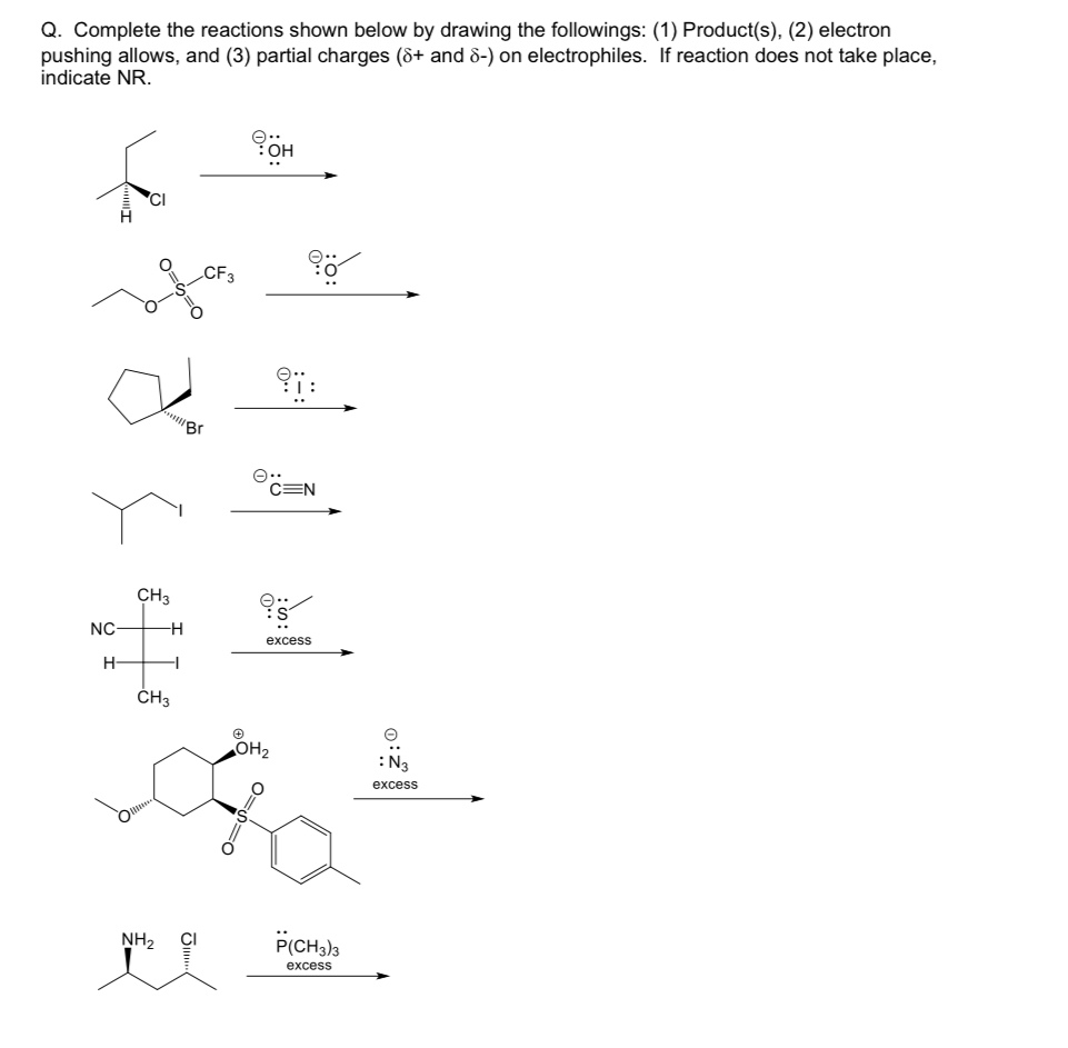 Solved Q. Complete the reactions shown below by drawing the | Chegg.com