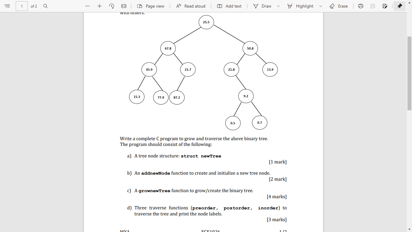 Solved : 1 of 2 a - + (L Page view A Read aloud T Add text V | Chegg.com
