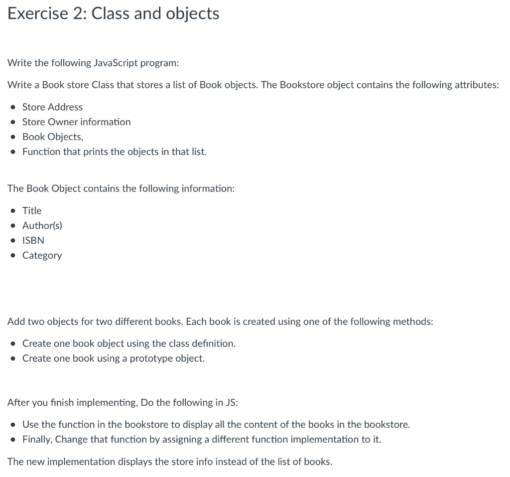 Solved Exercise 2: Class and objects Write the following | Chegg.com