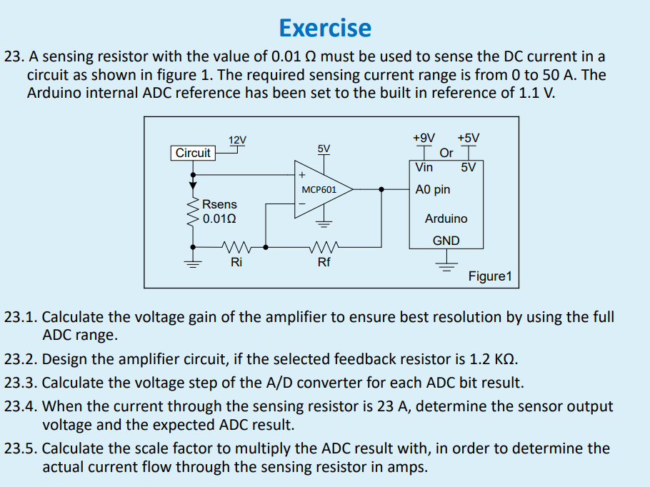 Solved Exercise 23. A sensing resistor with the value of | Chegg.com