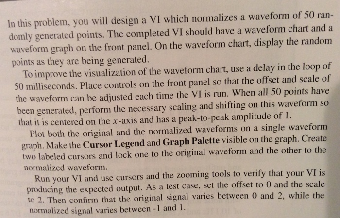 Solved Design a VI which normalizes a waveform of 50 | Chegg.com