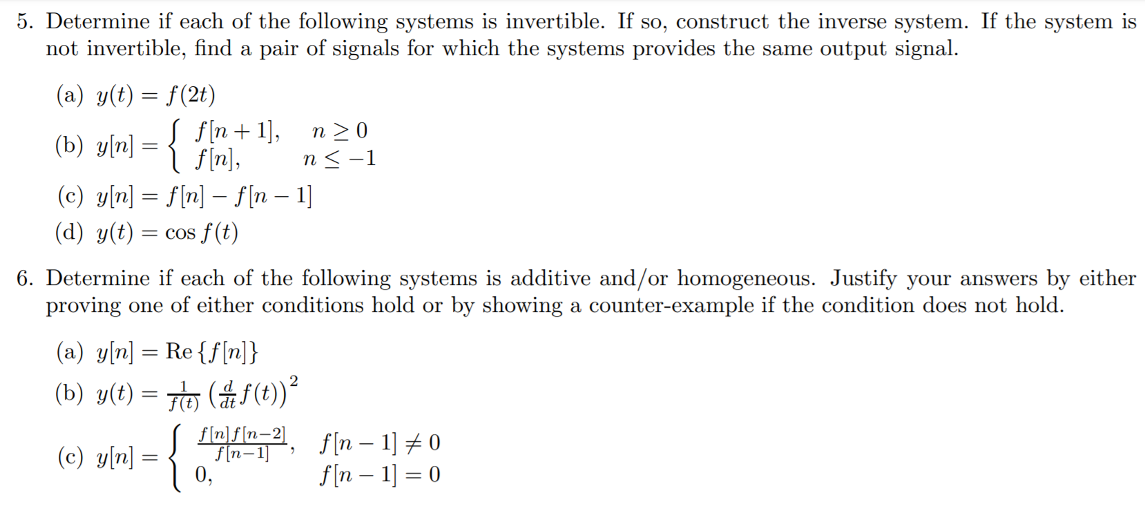 Solved 5. Determine if each of the following systems is | Chegg.com