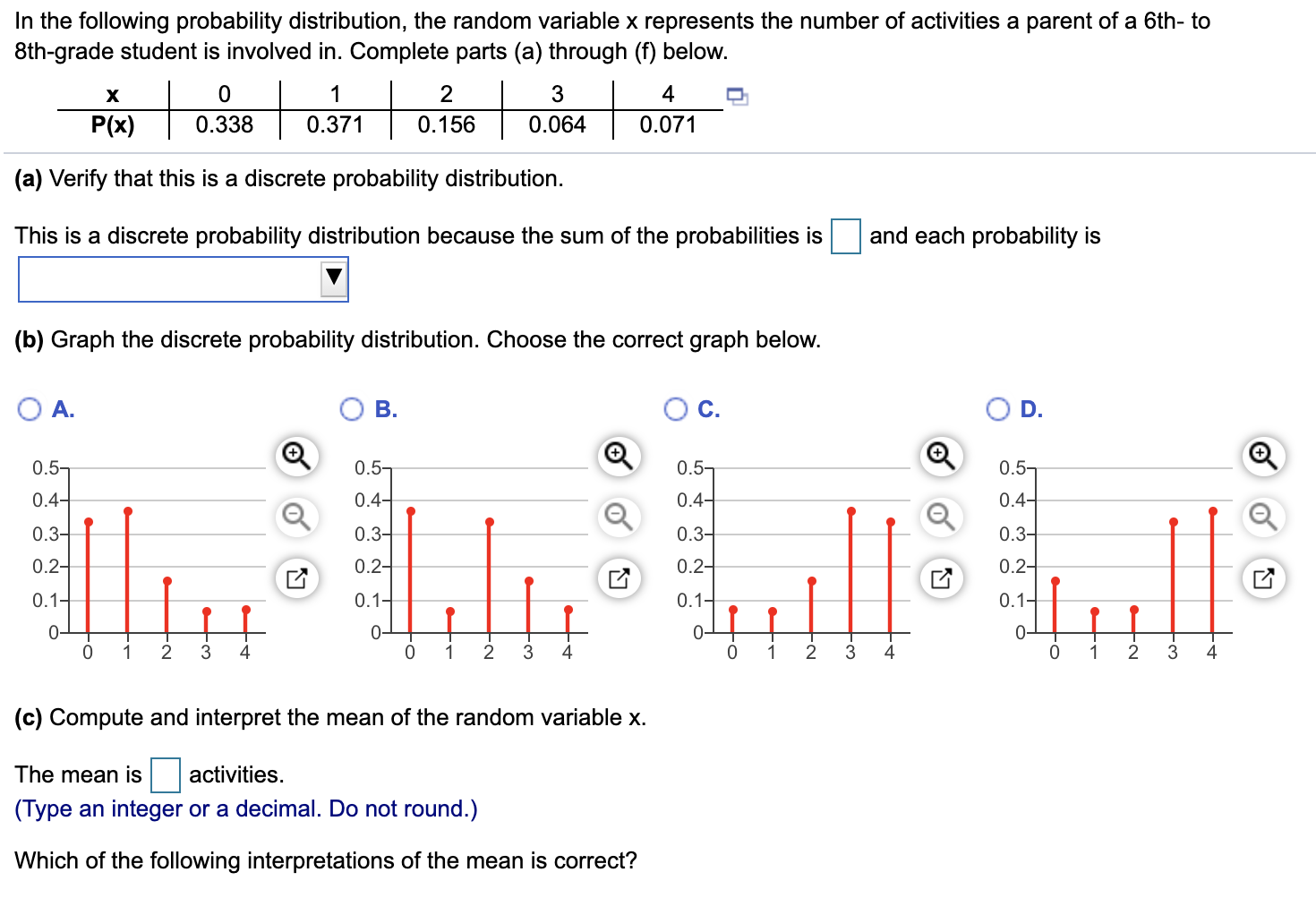 Solved In the following probability distribution, the random | Chegg.com