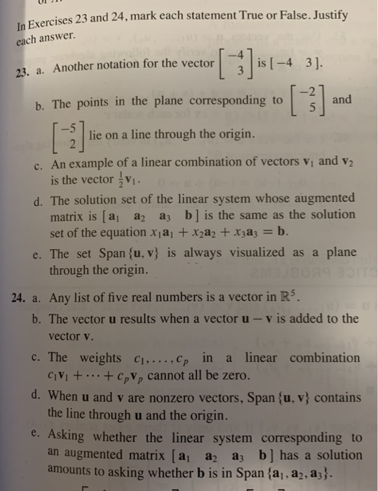 Solved Exercises 23 And 24, Mark Each Statement True Or | Chegg.com