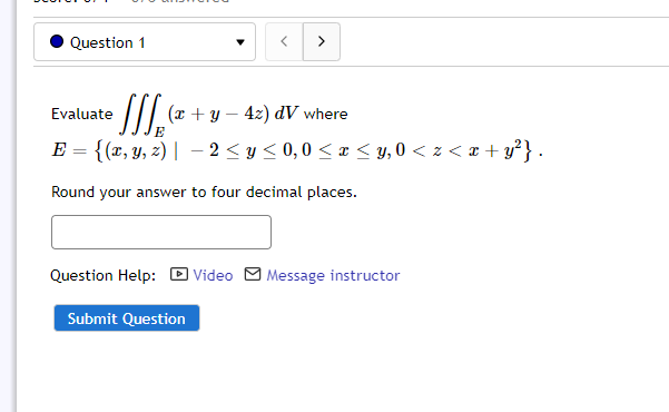 Evaluate \( \iiint_{E}(x+y-4 z) d V \) where \( E=\left\{(x, y, z) \mid-2 \leq y \leq 0,0 \leq x \leq y, 0<z<x+y^{2}\right\}