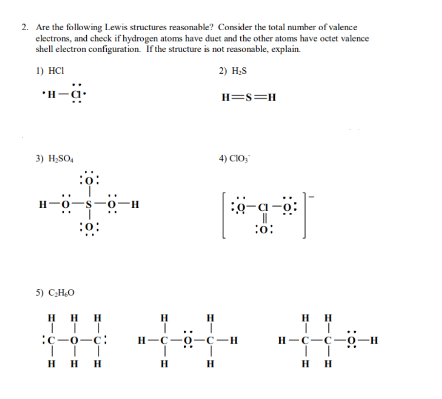 Solved 2. Are the following Lewis structures reasonable? | Chegg.com