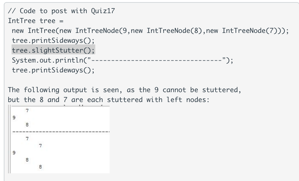 Java Ini Tree Submit IntTree.java with the following methods added: | Chegg.com