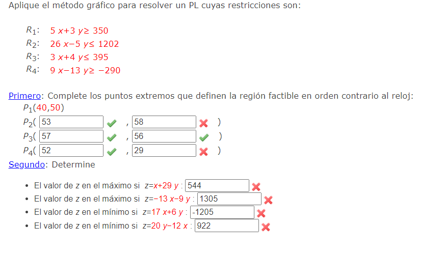 Aplique el método gráfico para resolver un PL cuyas restricciones son: \[ \begin{array}{ll} R_{1}: & 5 x+3 y \geq 350 \\ R_{2