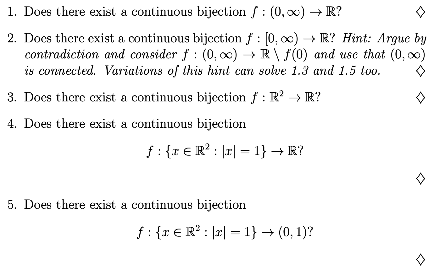 Solved Does There Exist A Continuous Bijection F Chegg Com