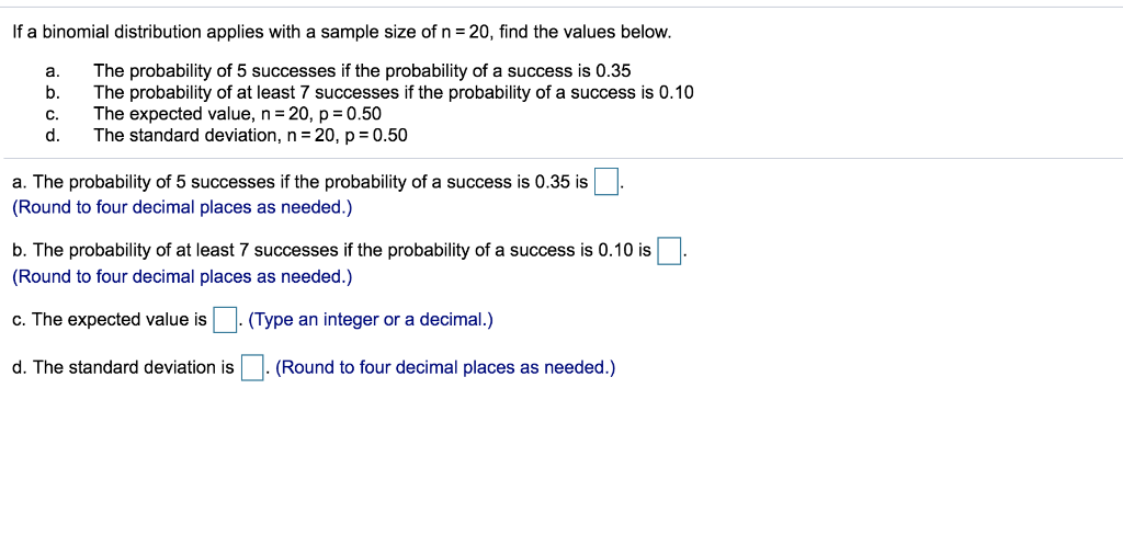Solved If a binomial distribution applies with a sample size | Chegg.com