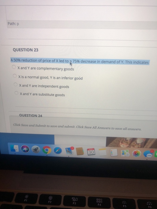 Solved Path: p QUESTION 23 a50% reduction of price of X | Chegg.com