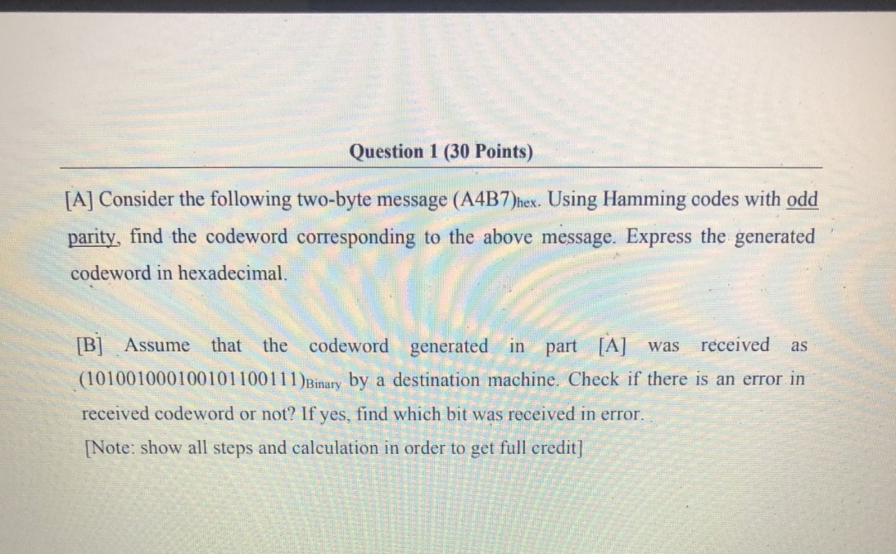 Solved Question 1 (30 Points) [A] Consider the following | Chegg.com