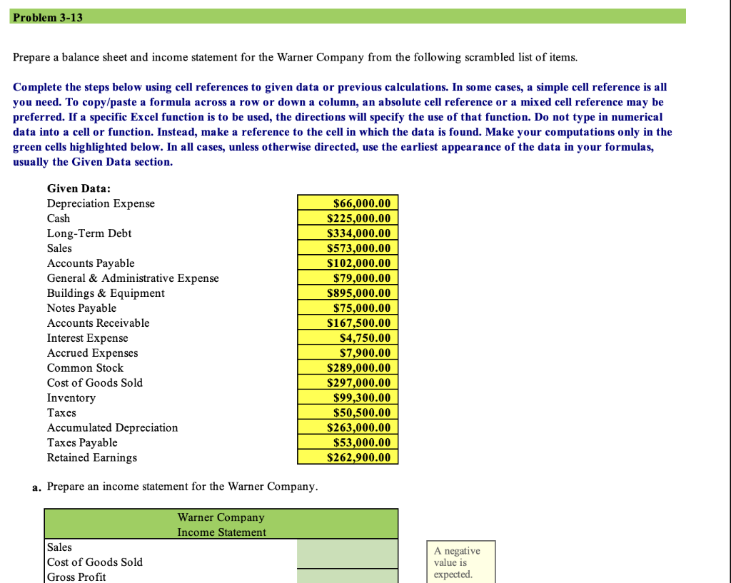 Solved Prepare a balance sheet and income statement for the | Chegg.com