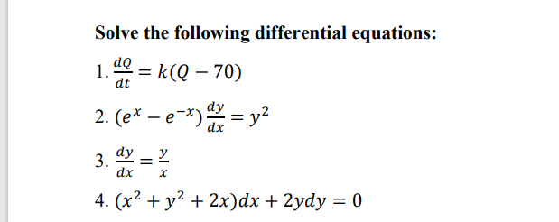 Solved Solve The Following Differential Equations 1 40 Chegg Com