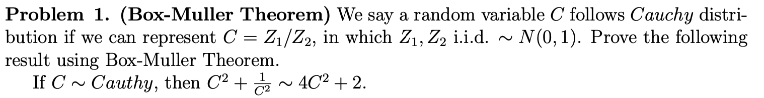 Solved Problem 1. (Box-Muller Theorem) We say a random | Chegg.com
