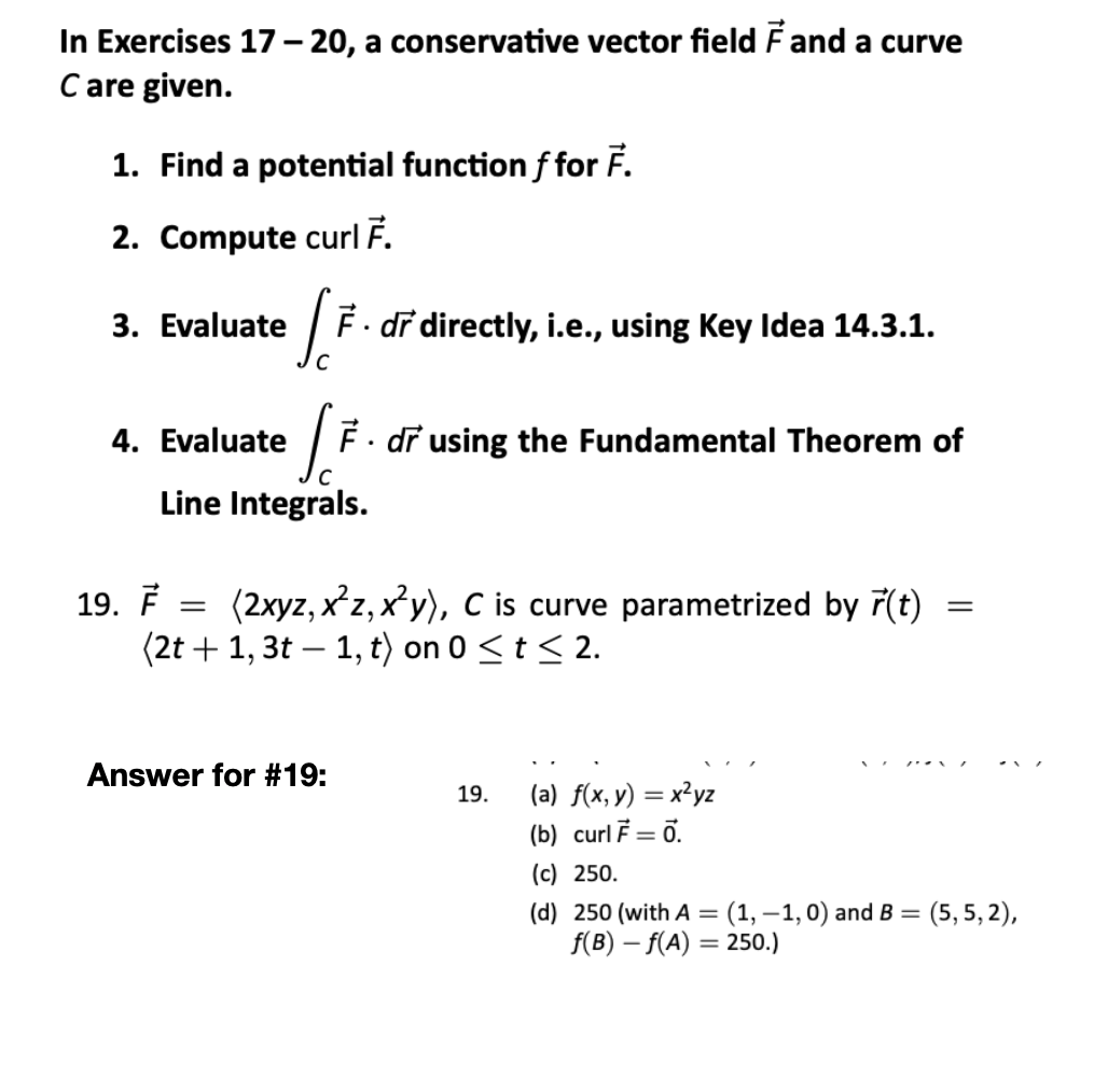 Solved In Exercises 17 – 20, a conservative vector field F | Chegg.com
