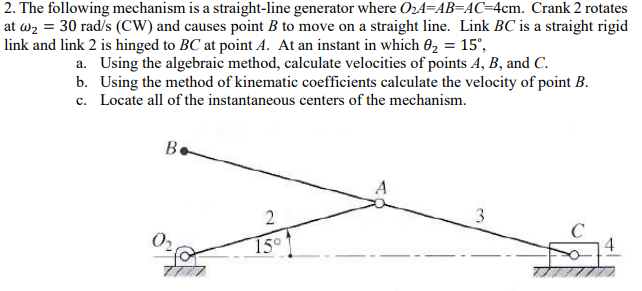 Solved 2. The following mechanism is a straight-line | Chegg.com