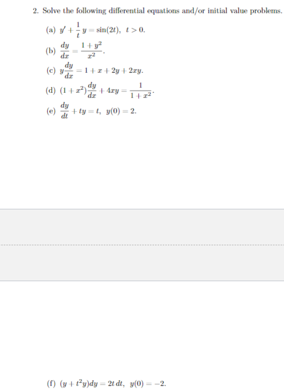 Solved der 2. Solve the following differential equations | Chegg.com