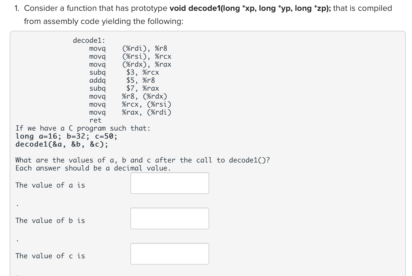 Solved 1. Consider a function that has prototype void | Chegg.com