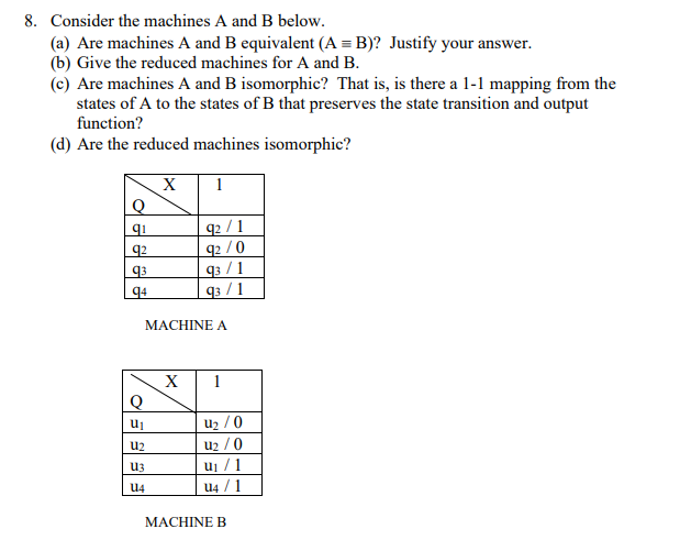 Solved 8. Consider The Machines A And B Below. (a) Are | Chegg.com