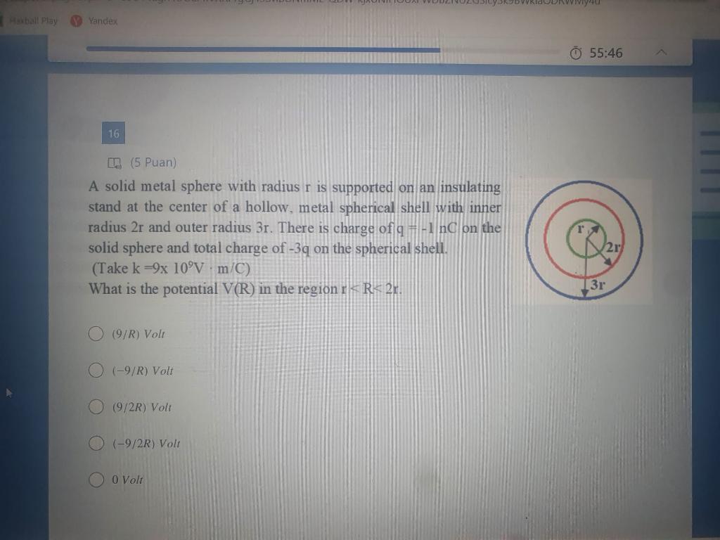 Solved A solid metal sphere with radius r is supported on an