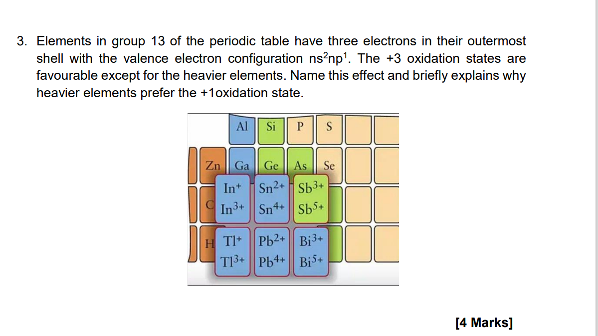 Solved 3. Elements in group 13 of the periodic table have | Chegg.com