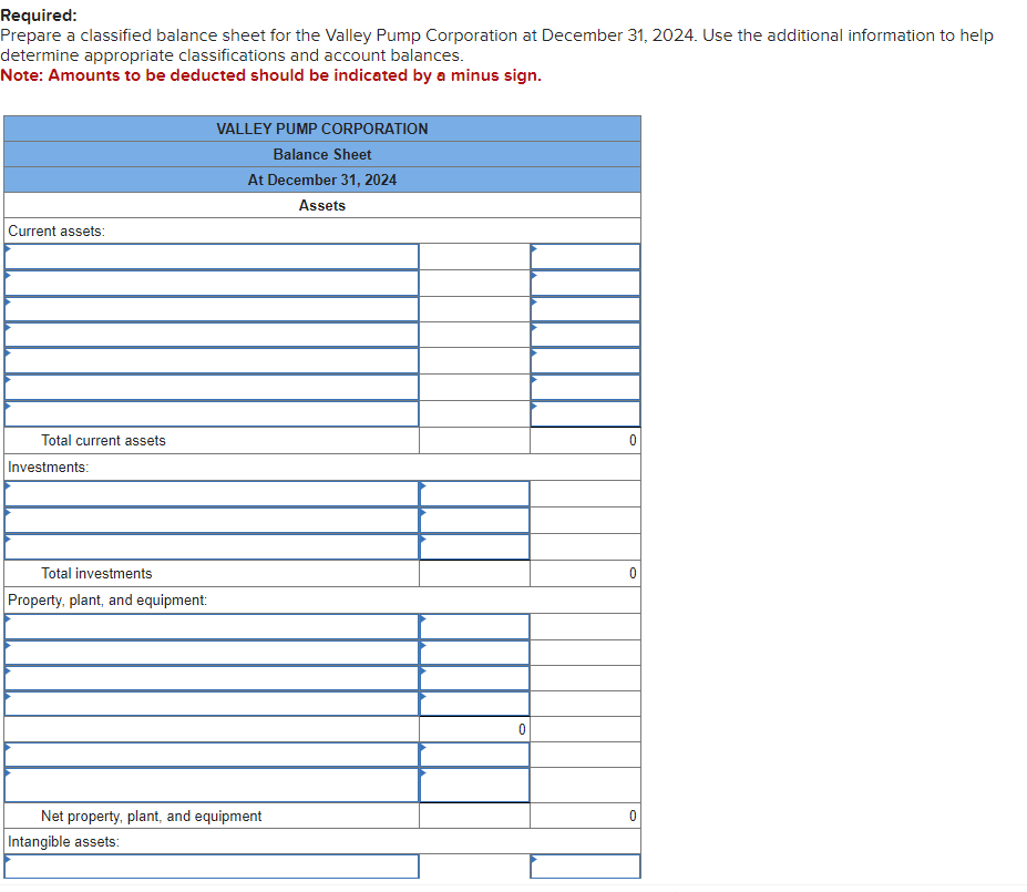 Solved Required: Drepare a classified balance sheet for the | Chegg.com