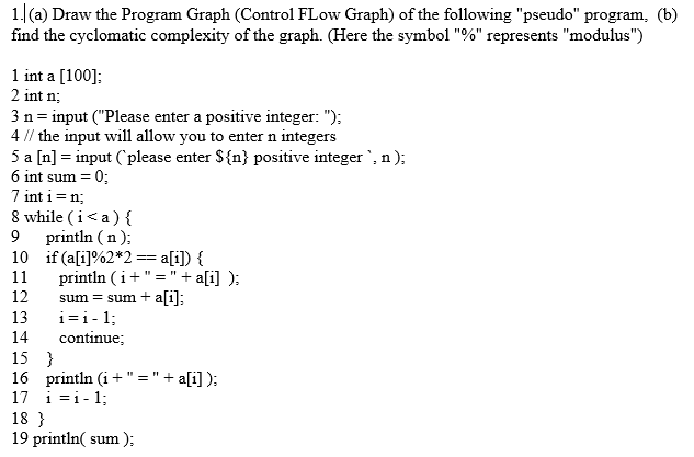 1. (a) Draw the Program Graph (Control FLow Graph) of | Chegg.com