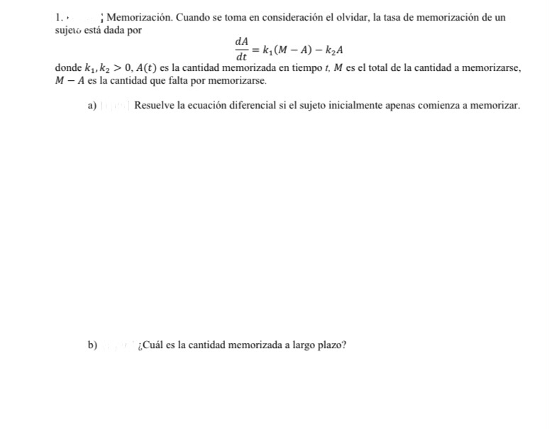 1. . ; Memorización. Cuando se toma en consideración el olvidar, la tasa de memorización de un sujetú está dada por \[ \frac{