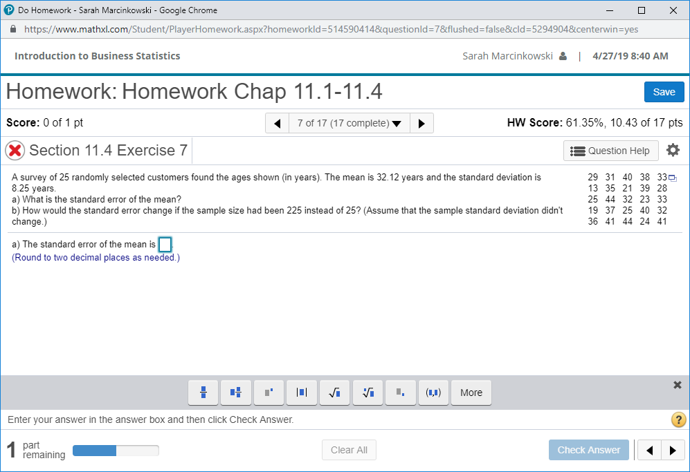 Solved Do Homework - Sarah Marcinkowski - Google Chrome | Chegg.com