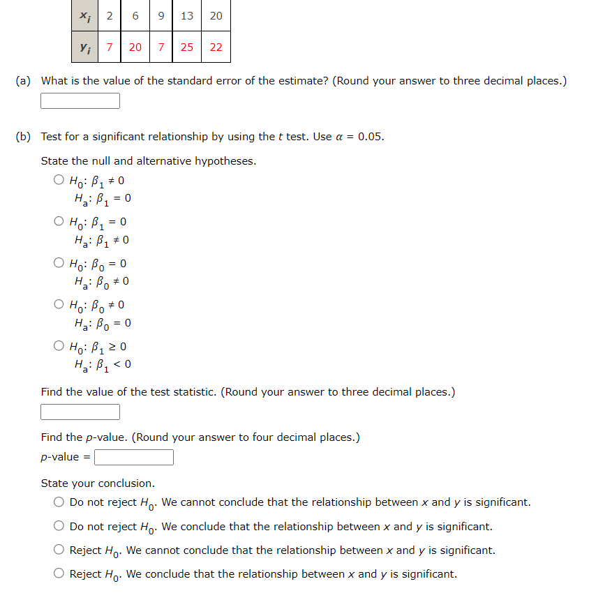 Solved (a) What is the value of the standard error of the | Chegg.com