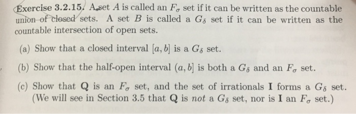 Solved A set A is called an F sigma set if it can be written