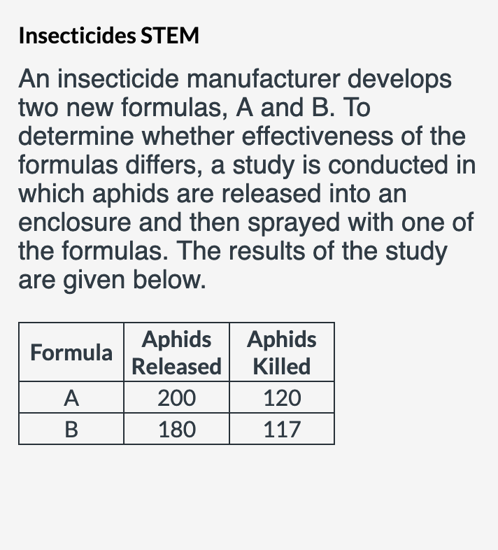 Solved Insecticides STEM An insecticide manufacturer | Chegg.com