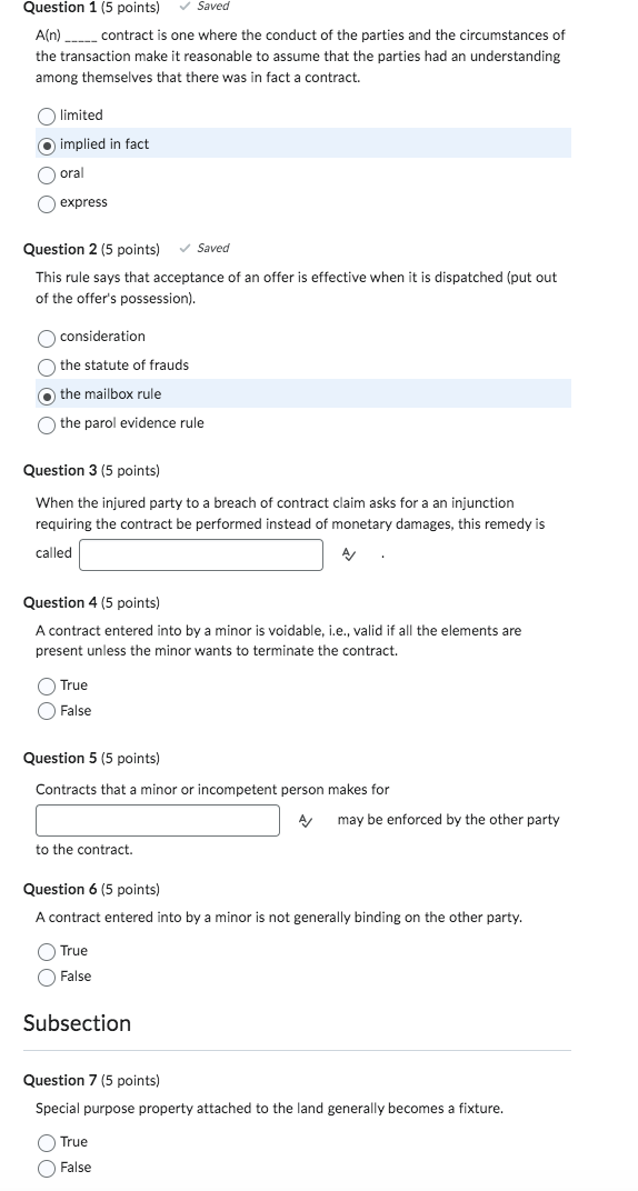 Solved A(n) contract is one where the conduct of the parties | Chegg.com